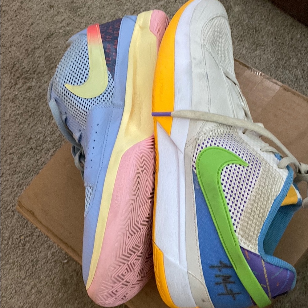 Nike White and Blue Sneakers with Chunky Design Ja Morant